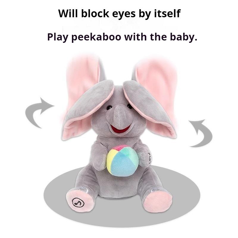 Children peek-a-boo elephant infant toy practice head-up training soothing doll artifact plush fan ears baby elephant