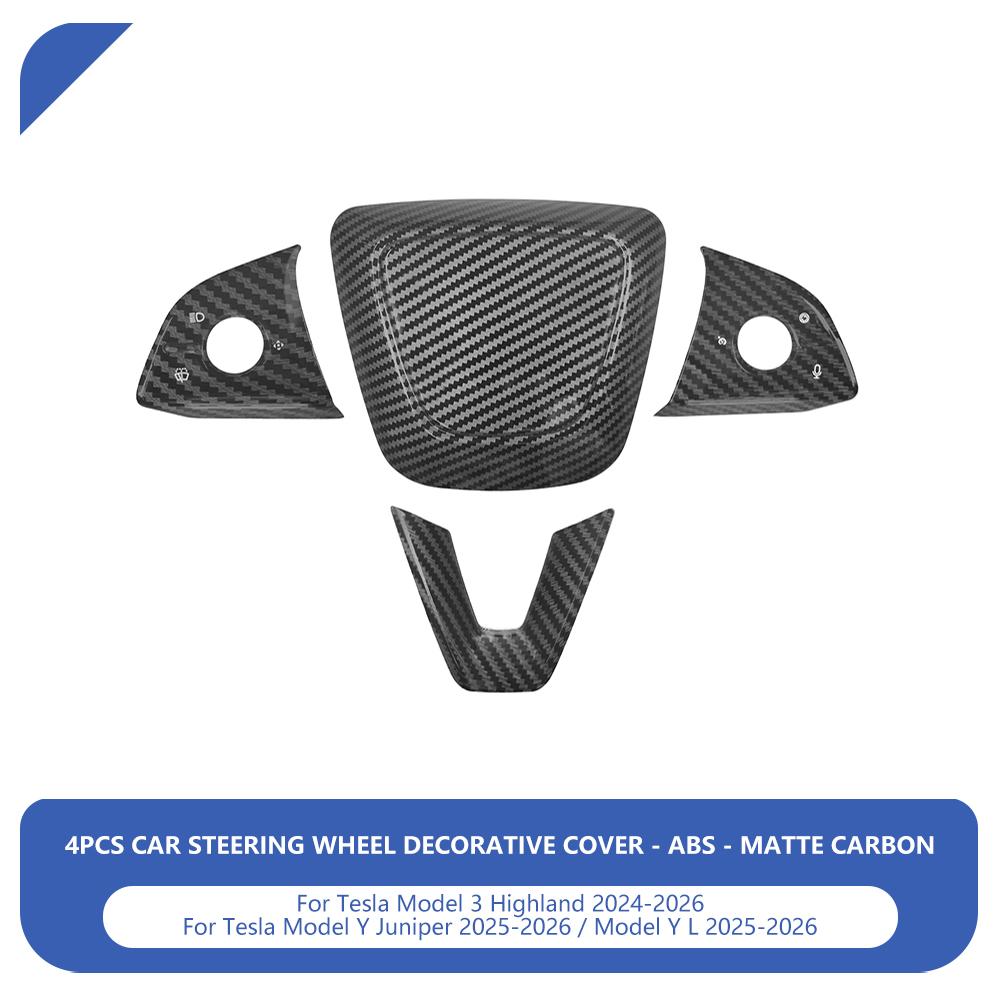 Heenvn For Tesla Model Y Juniper Model Y L 2025-2026 Model 3 Highland 2024-2026 ABS Car Steering Wheel Button Panel Trim Cover