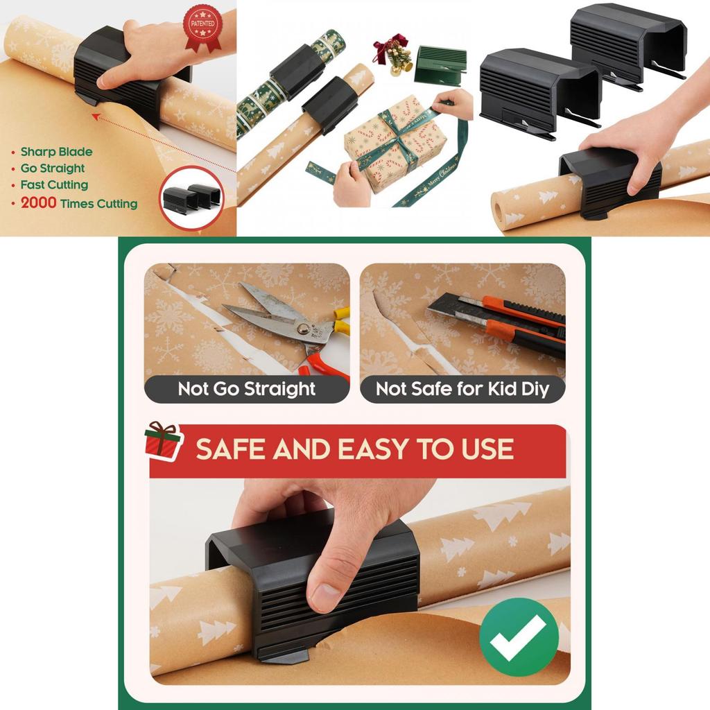 Christmas Paper Roll Cutter With Plastic Construction For Holiday Decoration And Gift Packaging