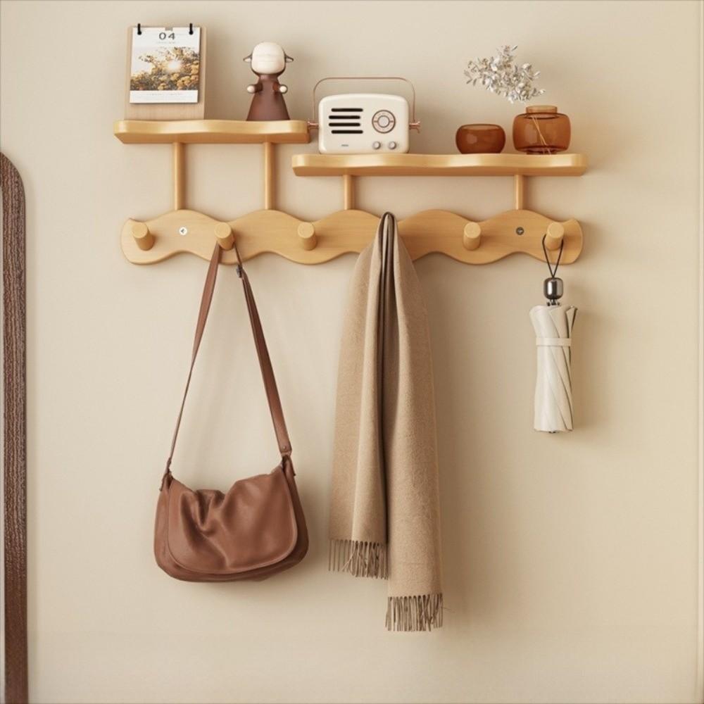 

Durable Wall Mounted Storage Rack Multi-functional Simple Storage Hanger Clothes Hat Hangers Home Accessories бежевий