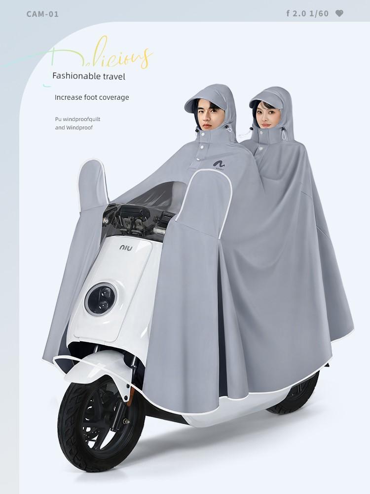 Electric Scooter Raincoat for Two People, Men and Women, Thickened and Enlarged, Long Full-Body Rain Poncho for Heavy Rain, Motorcycle Riding Rainwear