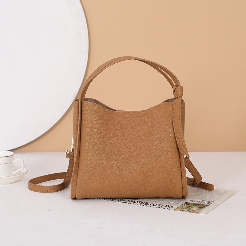 Basket Genuine Leather Bucket Bag Women's Handbag Western Niche Crossbody Bag Top Layer Cowhide Bag for Women