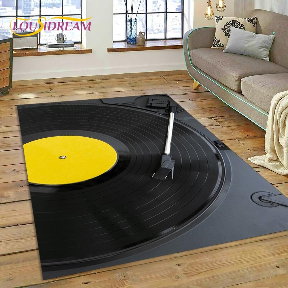 Vinyl Record Music DJ Screen Tape Rug Carpet for Living Room Bedroom Home Decor,Floor Mat Non-slip Decoration for Sofa Doormat