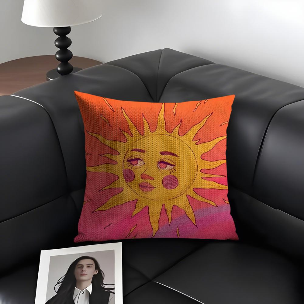 

Sun Fashion Cushion Cover Natural Linen Organic Fabric DoubleSided Printing Sofa Home Decor Gift Pillow Case 30x30cm