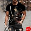 Anime Printed Men's T-shirt 3D Cool Samurai Pattern Short Sleeve Tops Daily Leisure Fashion Breathable Round Neck Pullover Tops