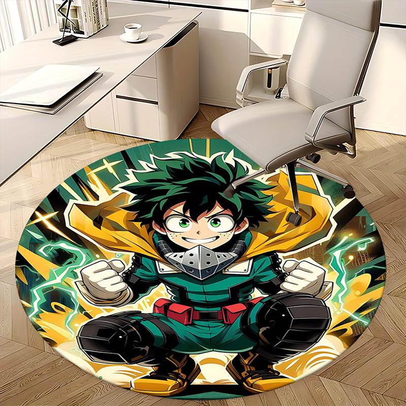 1pc My Hero Academia Midoriya Izuku Round Carpet - Anime Design Chair Mat