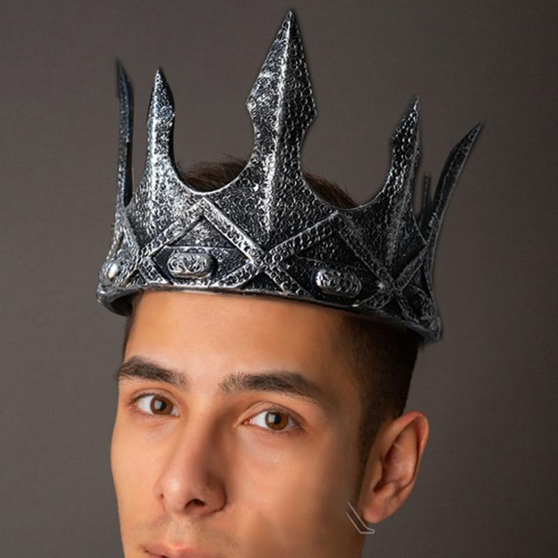 Medieval Vintage King Crowns With Crescents Designs Cosplay Accessory Headwear Crownpiece For Men and Kids School Event