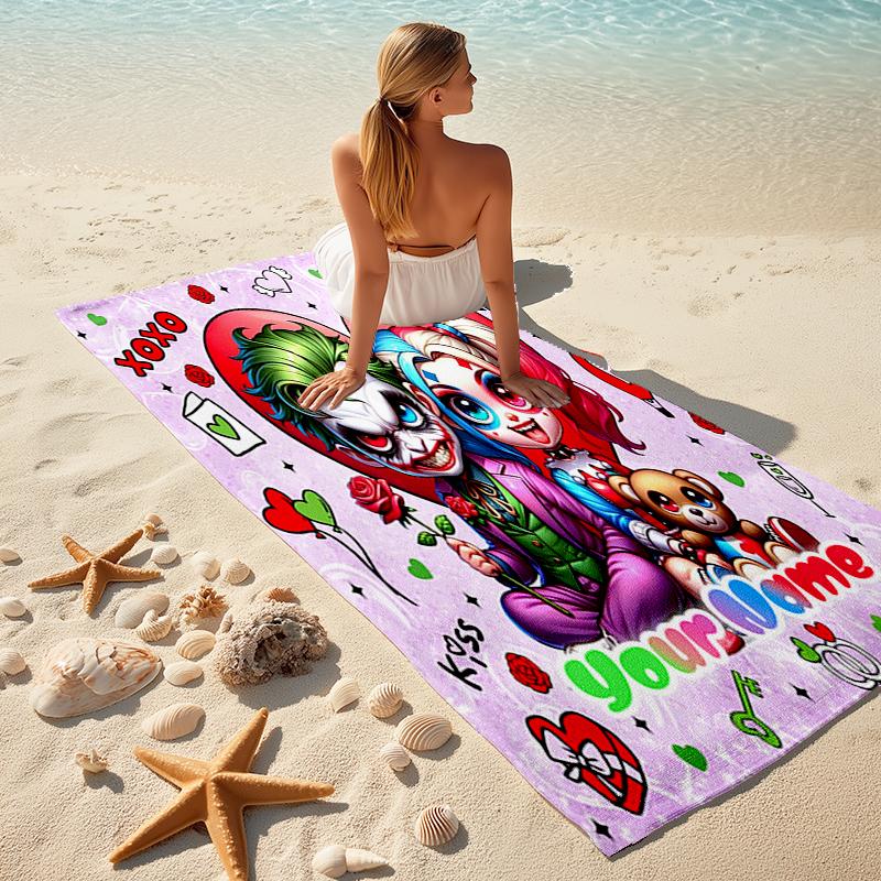1PC Custom Name Love Madness Beach Towel Highly Absorbent And Sand-Resistant Towel for Swimming, Pool, Yoga, And Travel Lightweight