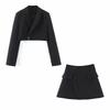 Trendy Spring & Autumn Women's Short-Sleeve Suit Jacket + High-Waist Pocket Skirt