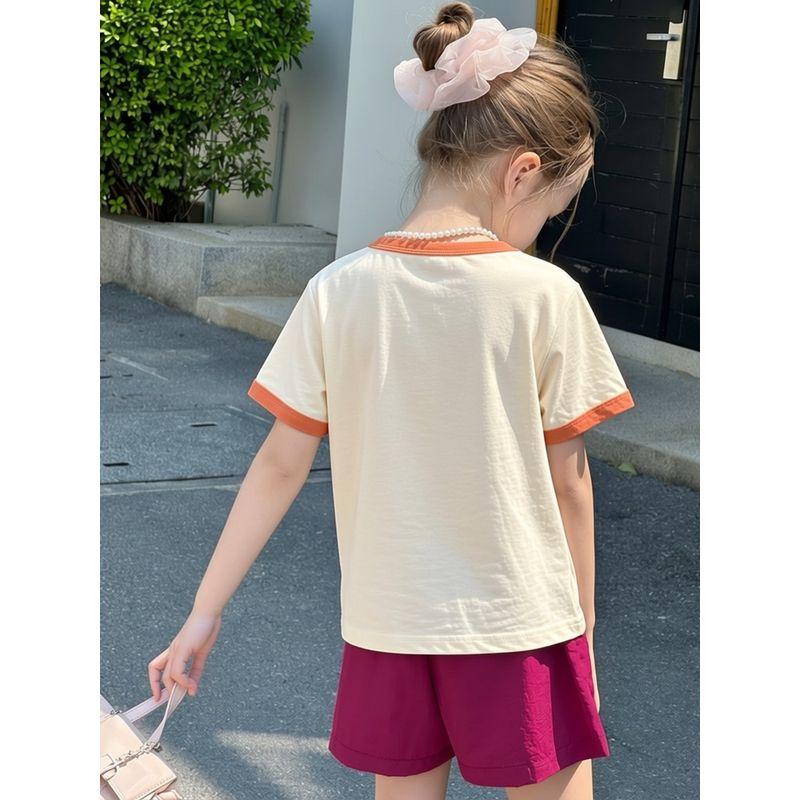 27Home Brand Children's Clothing 2026 Summer New Style Children's Cartoon Bear Pure Cotton Short-Sleeved T-Shirt Baby Girl Clothes