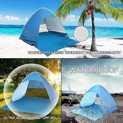 Açılır Plaj Çadırı Taşınabilir, 1-3 Kişilik Otomatik Anında Kurulan Plaj Çadırı Su Geçirmez