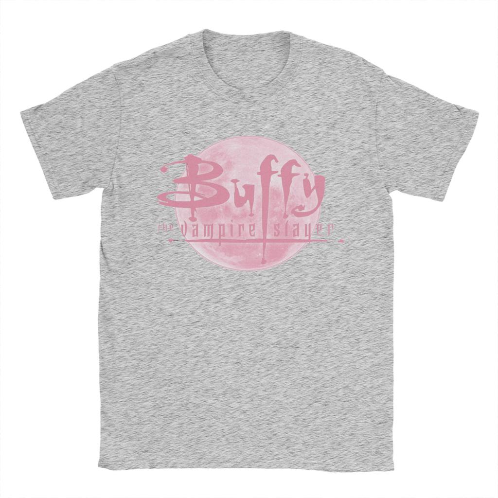 Pink Moon Men's T Shirt Buffys The Vampire Slayers Casual Tee Shirt Short Sleeve Round Neck T-Shirt Cotton Graphic Clothes