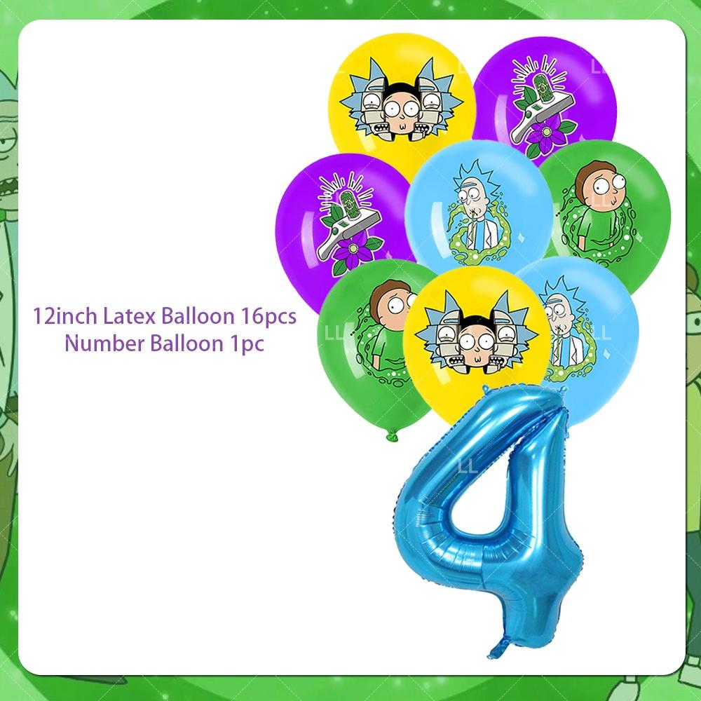 Rick And Morty Fans Child Birthday Party Decoration Anime Character Cake Topper Balloon Set Baby Shower Banner Adults Kids Gift