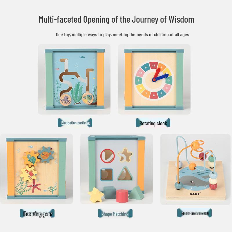Cross-border Marine Tetrahedron Shape Matching Bead Maze Early Education Wooden Toy