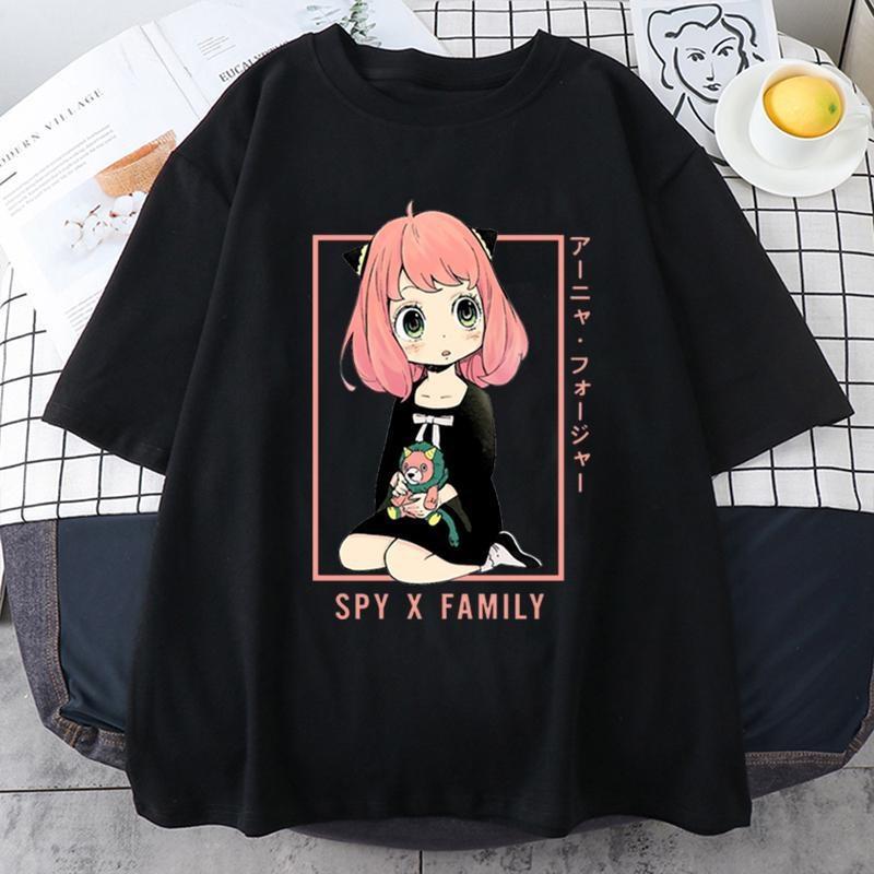 New Anya Forger Graphic Print T-shirt Women Fashion Round Neck Loose Tee Shirt Streetwear Casual Anime Harajuku T-Shist