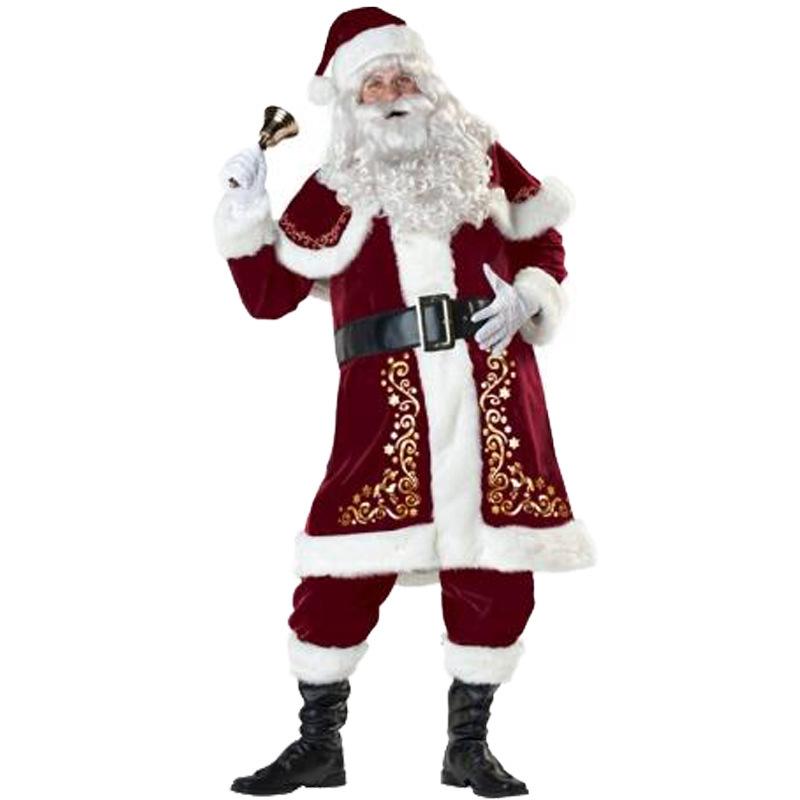 Red Fancy Dress Up Party Man Costume Santa Claus Suit Adult Oversize Christmas Cosplay