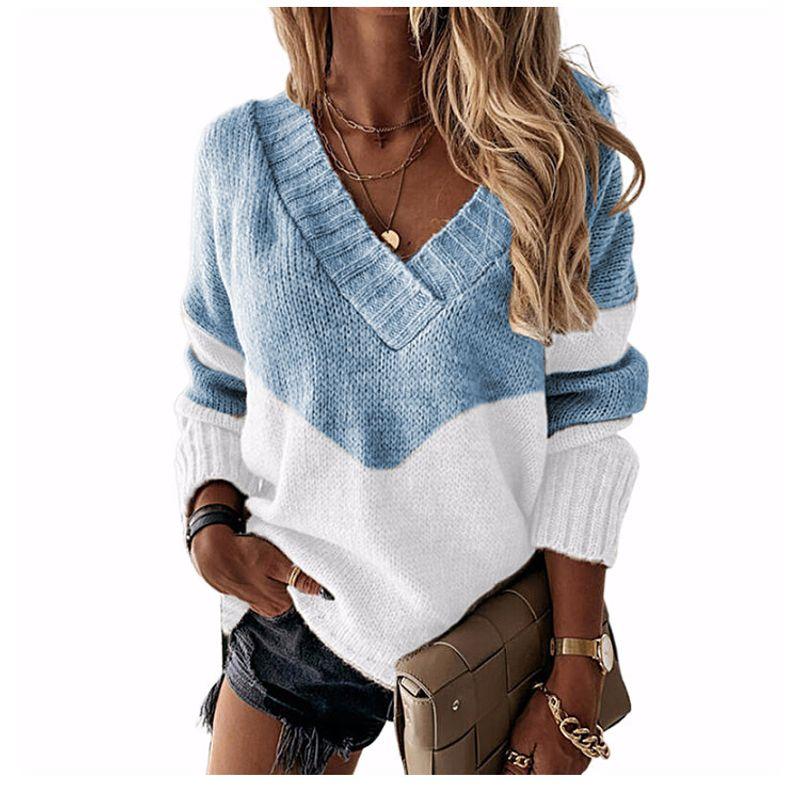 Solid Color Printed V-neck Long Sleeve Top Solid V-neck Long sleeve Top Women