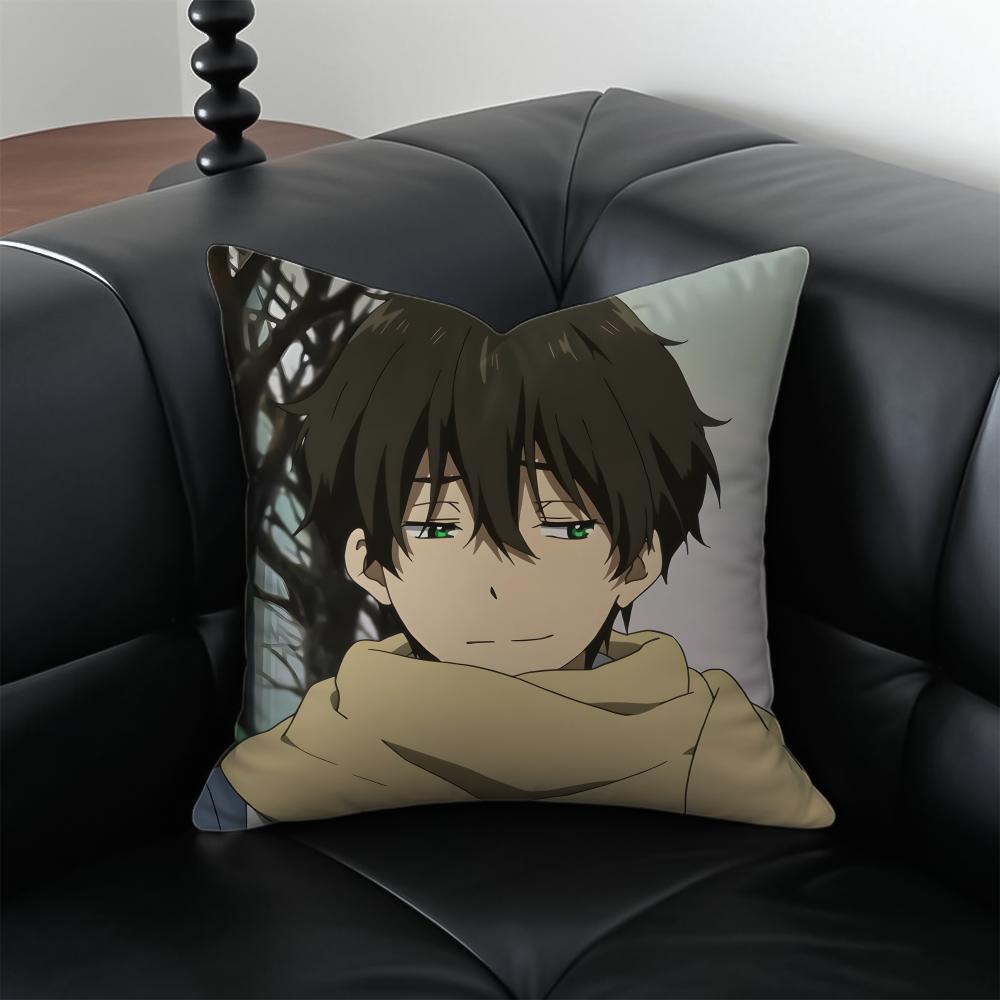 H-Hyouka Pillow Japanese Anime Peripheral Cushion Cover Pillow Case Anti-Dustmite Invisible Zipper Silky Plush Cushion