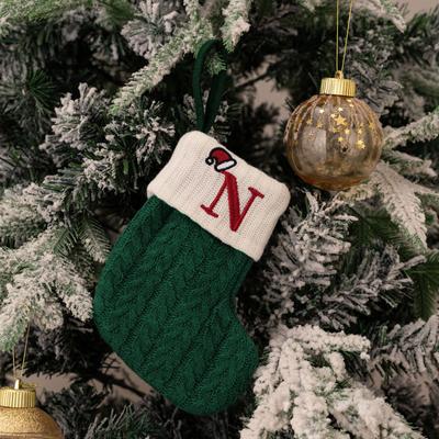 Christmas Stockings Small Embroidered Letter Knitted Xmas Hanging Stocking Decorations Christmas Party Decor