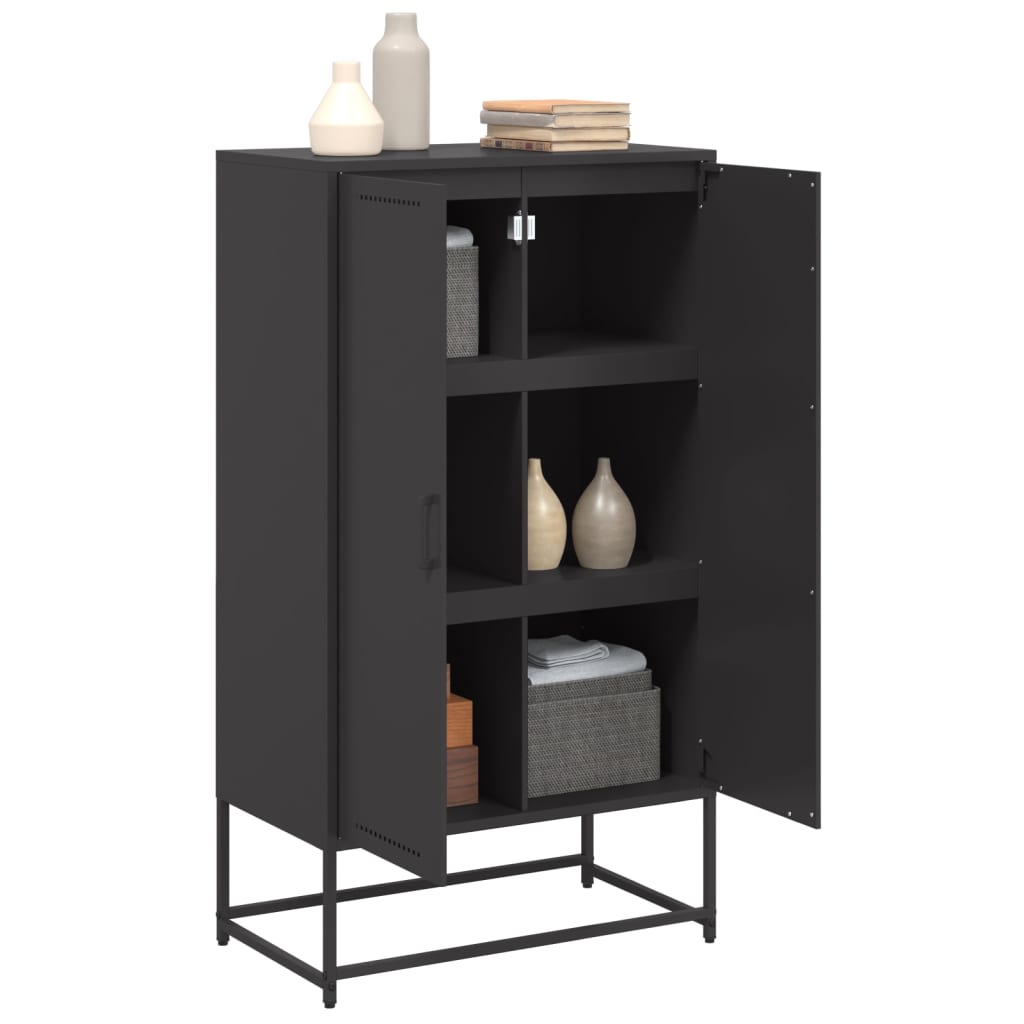 Highboard Black 68.5 X 38.5 X 123.5 Cm Steel