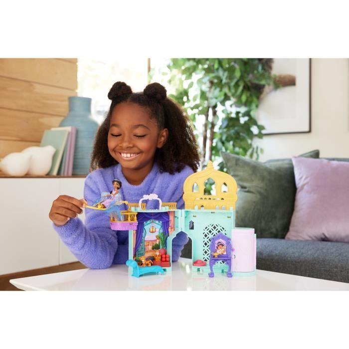 Disney Jasmine Histoires à Empiler Coffret de maison de poupée Palais de Jasmine avec Mini-poupée et 2 Animaux, Aladdin, MATTEL