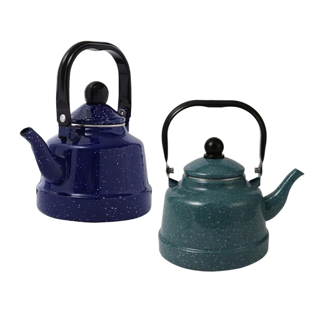 Household Enamel Teapot 1.7L Hiking Teapot Compatible Tableware Teapot Tableware Teapot for Home Halogen Stove Induction Cooker