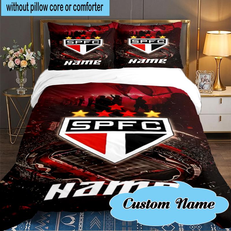 Custom Name SPFC Stars Stripes Bedding Set 3pcs, Bedding Set Including 1pc Duvet Cover And 2pcs Pillowcases for Bedroom, Dormitory Gift