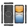 For Samsung Galaxy A55 5G Magnetic Case WANLONFENG DJ Series PC TPU Phone Cover with 2Pcs Tempered Glass Film