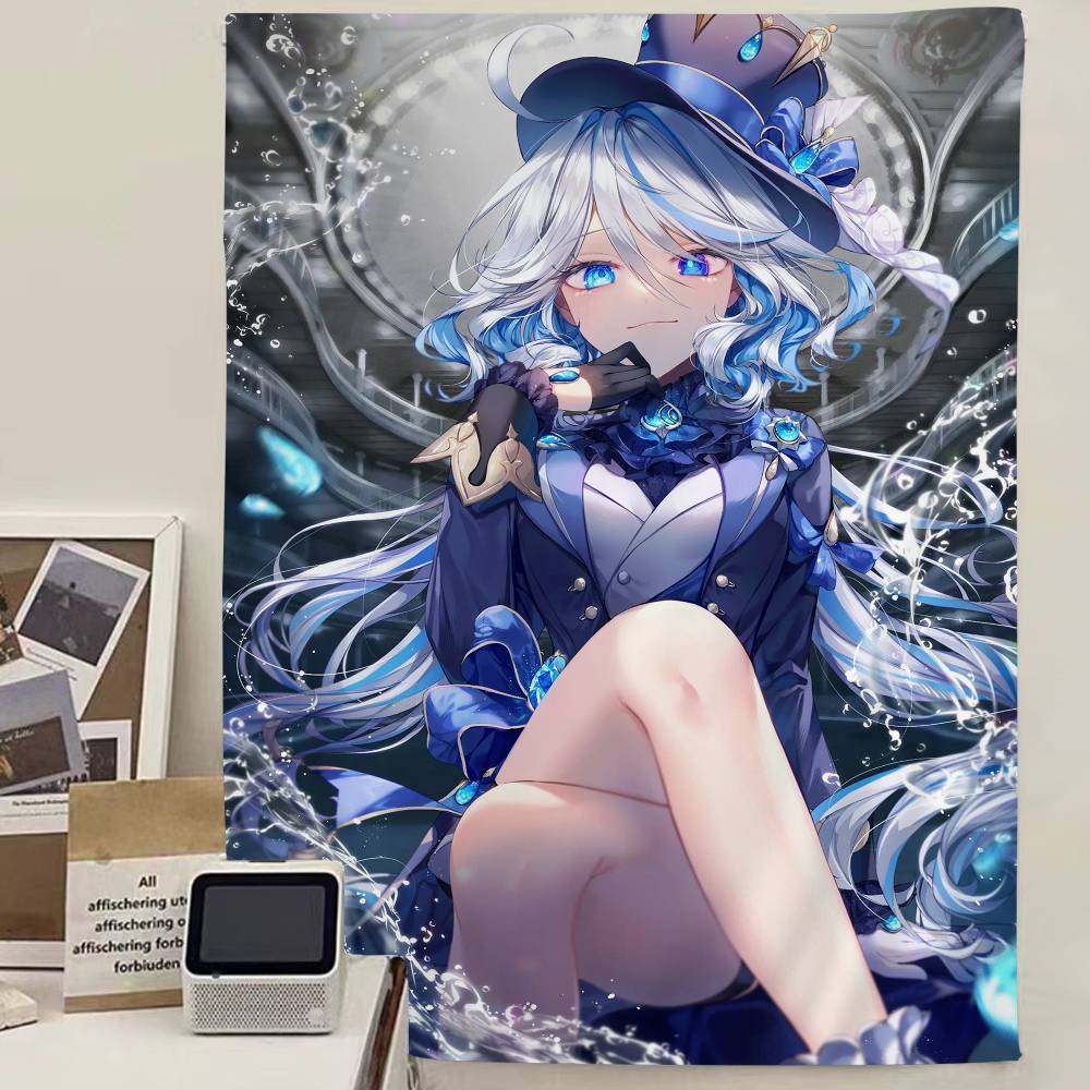 G-Genshin I-Impact F-Furina Anime Tapestry Art Science Fiction Room Home Decor Wall Art Decor