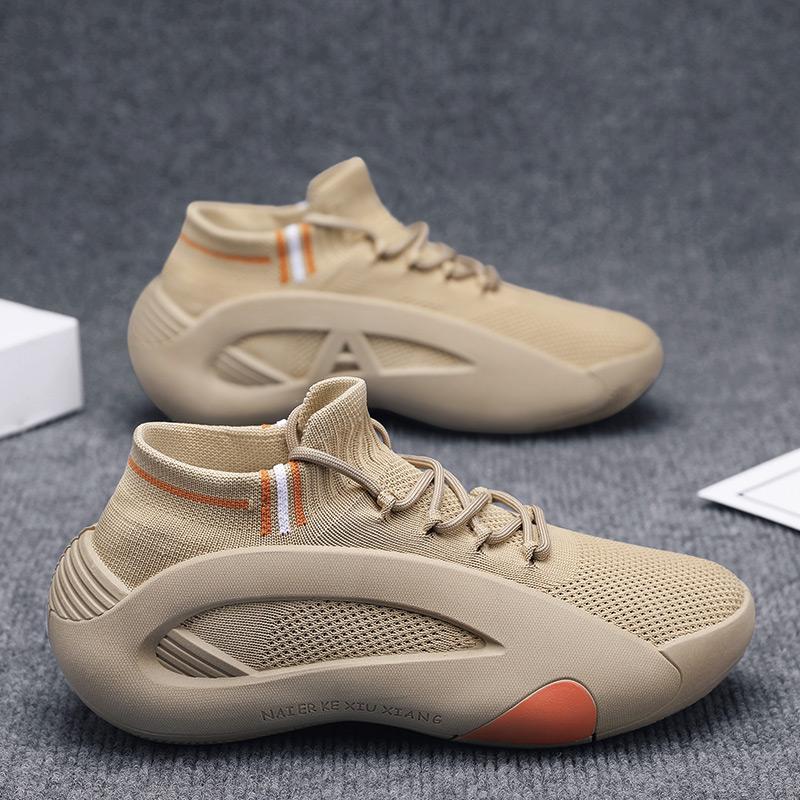 

Модные зеленые мужские летние спортивные носки для бега, обувь, дышащая сетка, толстая подошва, увеличивающие рост, подростковые повседневные сетчатые туфли с круглым носком 39 хаки