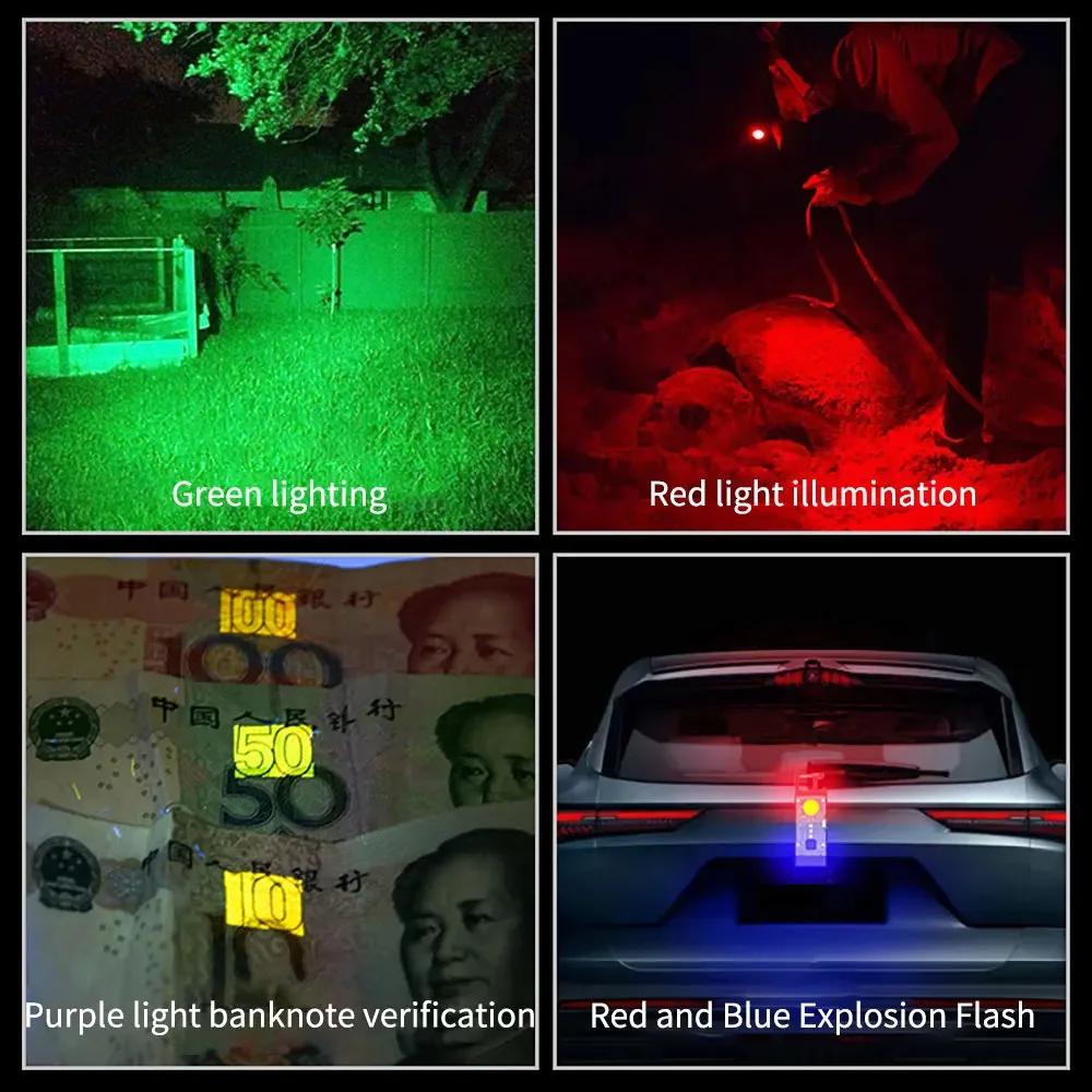 4000LM mini EDC solární LED + COB svítilna malá kapesní klíčenka svítilna USB dobíjecí silná magnetická kempingová lucerna světlomet