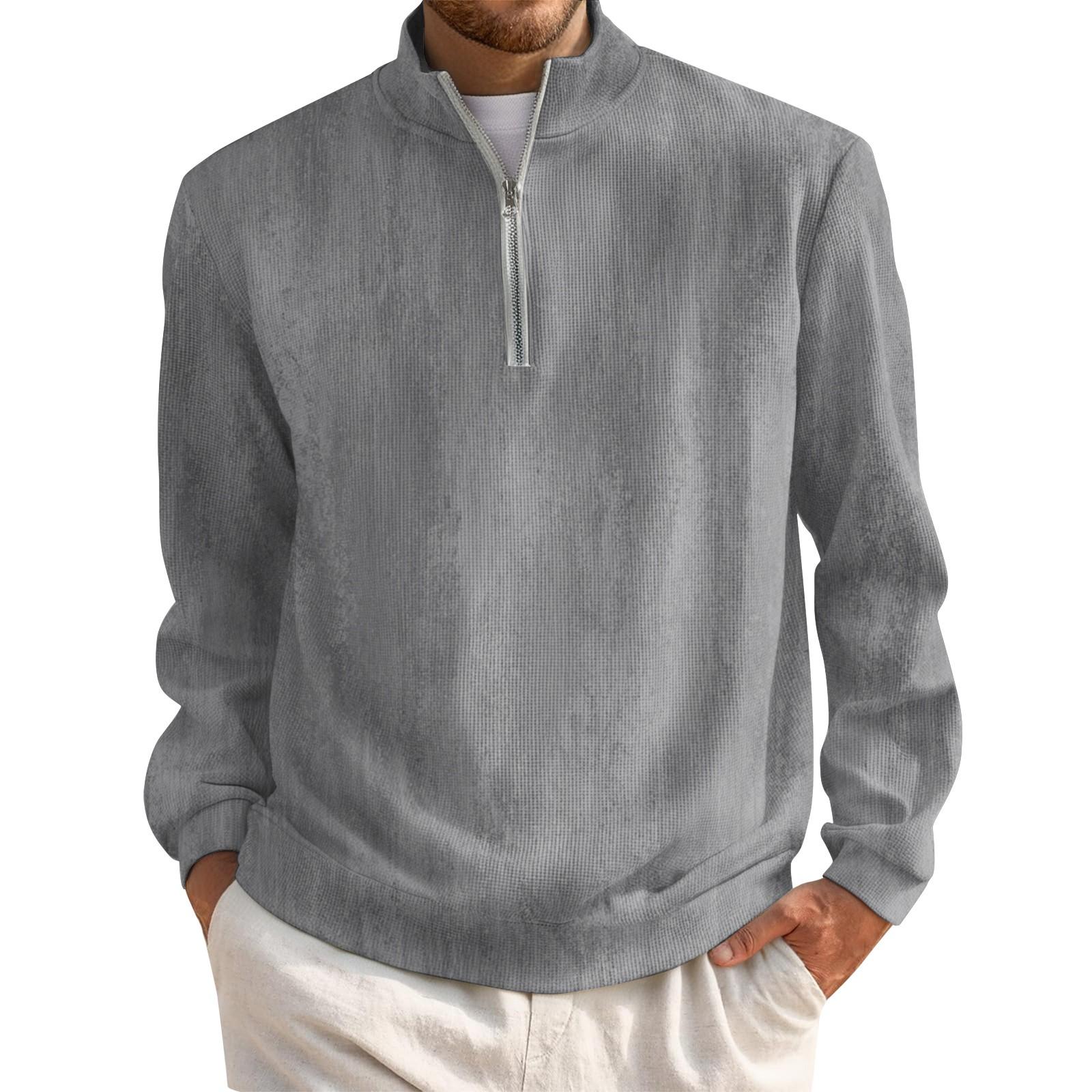 

Мужской короткий пуловер на молнии с высоким воротником и длинными рукавами XL