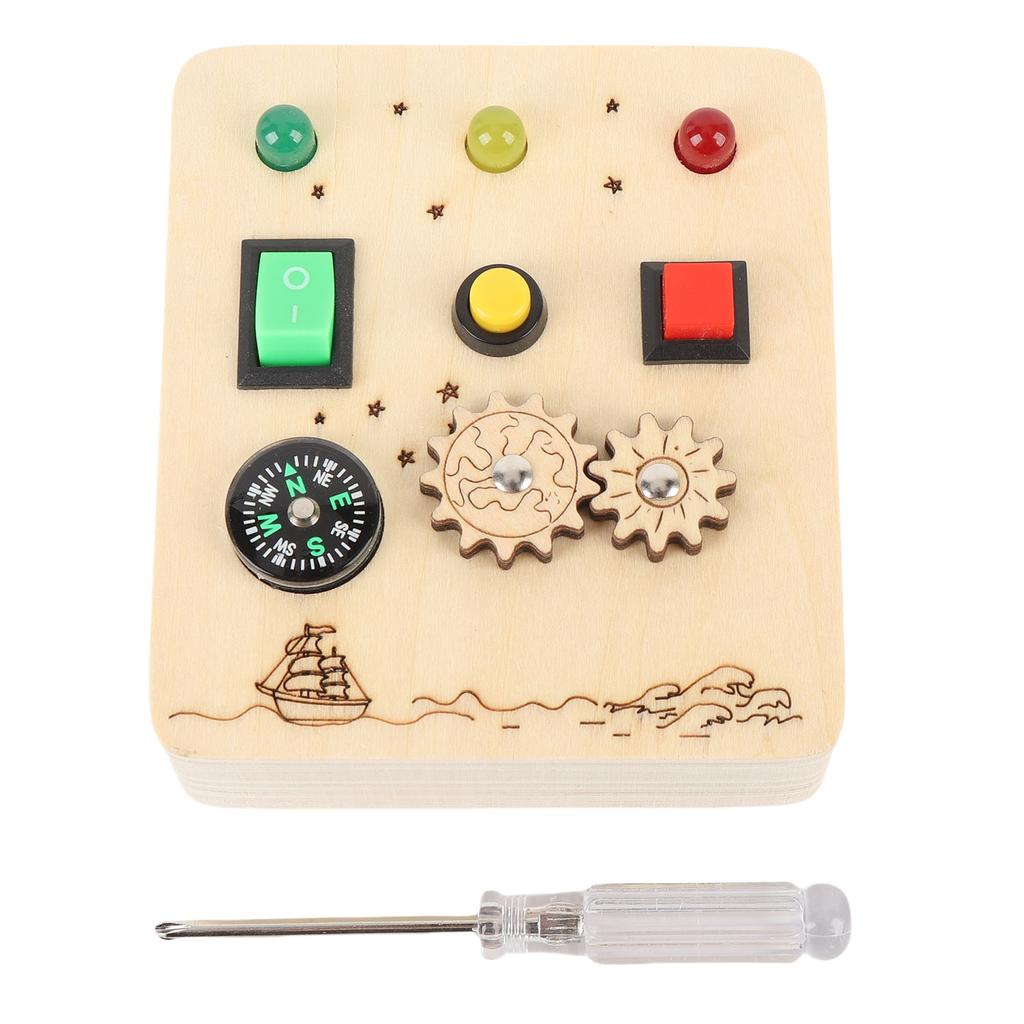 Wooden Sensory Board Switch Toy Red Green Light Switch Board Game Educational Early Learning for