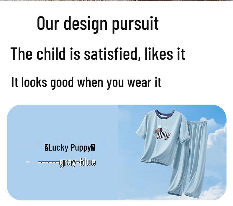 2025 Kids' Summer Pajamas: Short-Sleeved Long Pants Air Conditioning Set for Boys and Girls