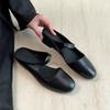 Cowhide Version~ Retro Versatile Round Head with Bag Head and Half Slippers for Women To Wear New Inner Height-increasing Sandals