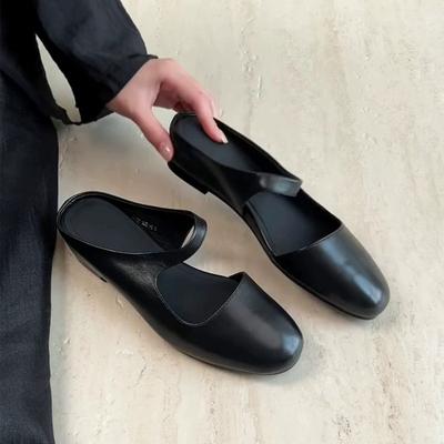 Rindsleder-Version~ retro vielseitiger runder Kopf mit Beutelkopf und Halbschuhen für Damen zum Tragen neue innere höhenverstellbare Sandalen