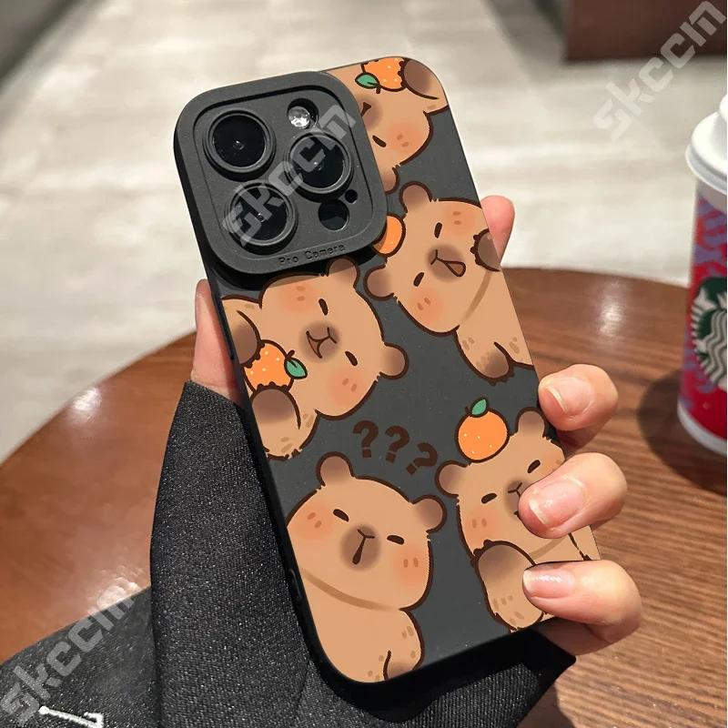 

Cute Hot Spring Capybara Pattern Phone Case For iPhone 15 14 11 Pro Max 12 13 Mini XS XR X 8 7 Plus Shockproof Silicone Cover iPhone 11 Pro
