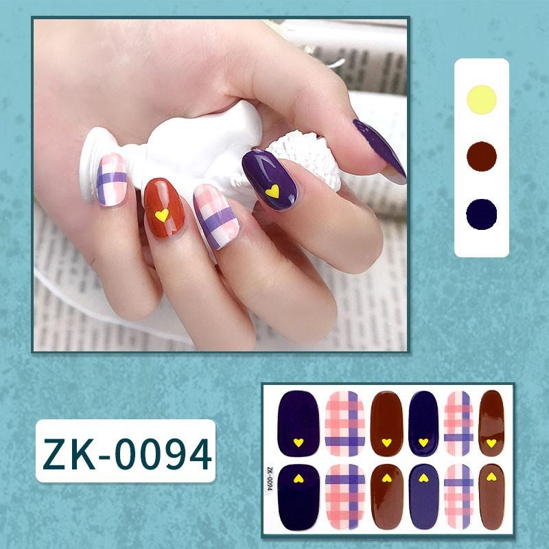 12-finger White No-Bake Nail Decal Fully Coated with Waterproof Long-lasting Nail Patch Simple Wind Nail Polish Adhesive