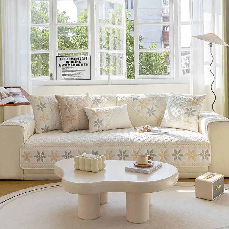 Cotton Sofa Cover Embroidered Non-Slip Cushion Fabric Four Seasons Universal Living Room Sofa Cover Jacquard Cover Cloth Towel