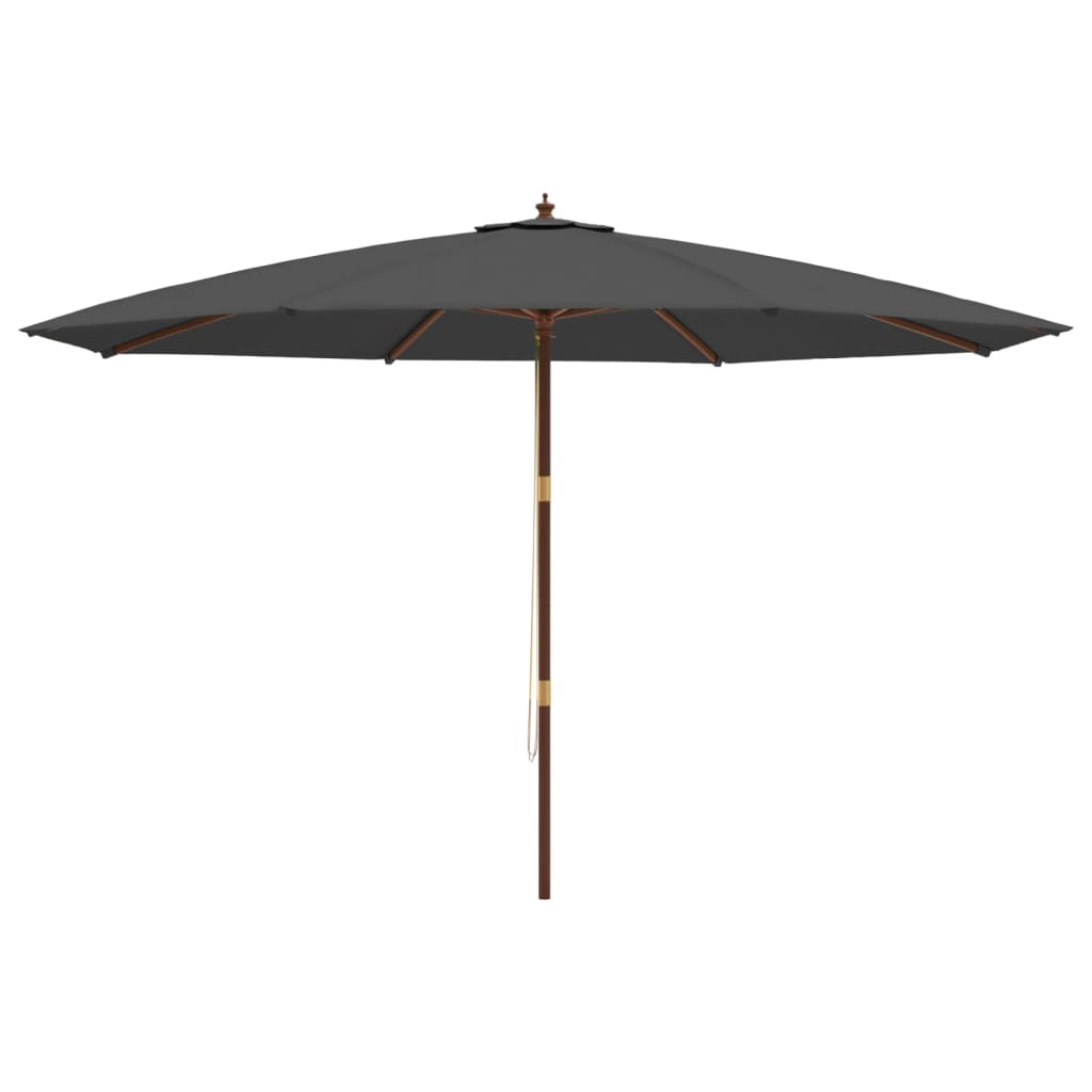 Anthracite Sun Umbrella with Wooden Pole 400 X 273 Cm