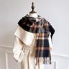 White Plaid Polyester Fringed Scarf Female Autumn And Winter Couple Warm Versatile Skin-Friendly Atmosphere Scarf