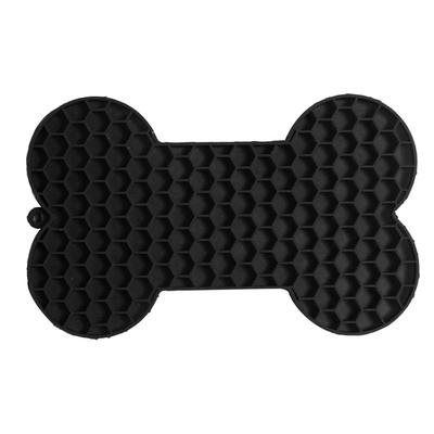 Pet Slow Feeding Pad Prevent Slip Bone Shape Flexible Silicone Dog Licking Mat for Indoor Black