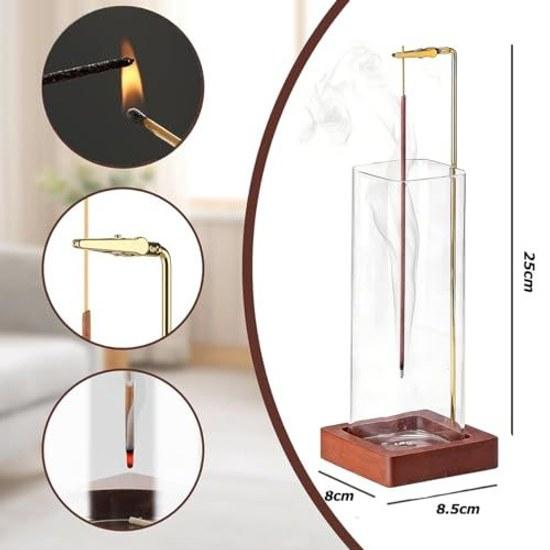 Incense Holder Stylish Ash-resistant Stand Glass Compatible Candles Suitable Long Burner Tea Ceremony Purification Study Meditation Entrance Room (A)