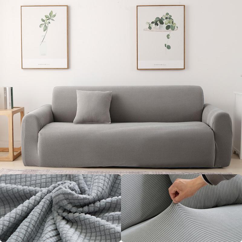 

Жаккардовые чехлы на диван для гостиной, плюшевые чехлы на кресла, клетчатые L-образные чехлы для угловых диванов, чехлы для диванов для дома, 1/2/3/4 сиденья S (90-130cm) 1PC