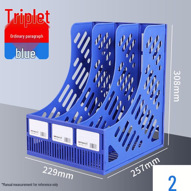 Three-Column Office File Rack: Multi-Layer Thickened Organizer for Study Supplies and Archive Folders