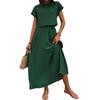 Women Two Piece Set Short Sleeve Crop Top and Casual A-Line Maxi Skirt Lightweight Comfortable Summer Outfit