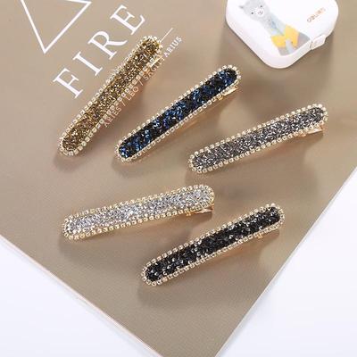 Korean Colorful Rhinestone Hair Clip, Long Duckbill, Simple Bangs & Side Clip for Women