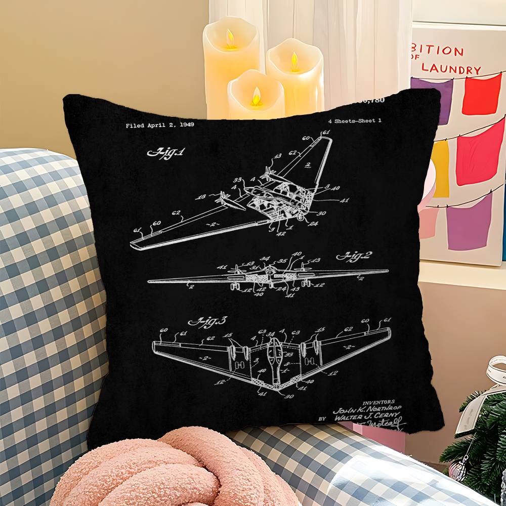 Aircraft Patent Personalized Pillow Cover Kids Bedroom Wild Party Decor Pillowcase Kid Birthday Shower Gift