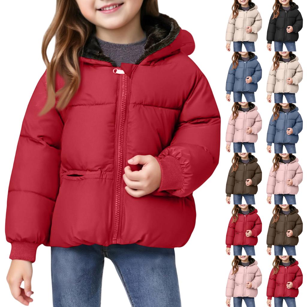Kids' Pocket Coat - Solid Color Short Cotton Jacket