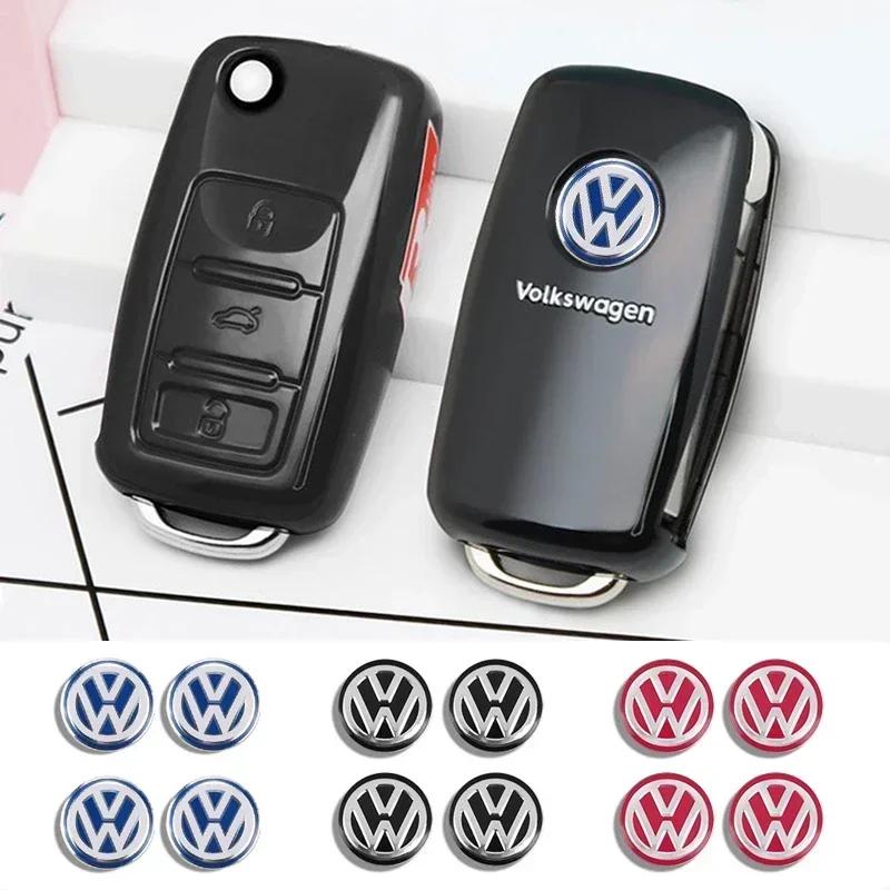 hijk1 5Pcs Car Remote Key Emblem Sticker Aluminum Keys Decoration Decal For VW GTI Atlas Jetta Touareg Variant Golf Polo Taos Passat